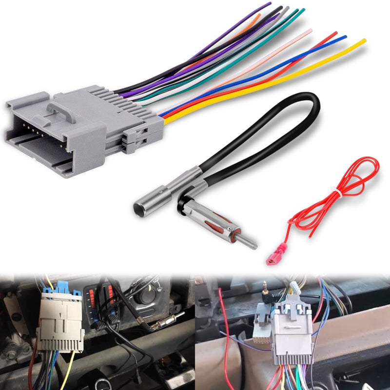 Bedalio Stereo Wiring Harness with Factory Antenna Plug to Aftermarket Radio Connector Kit for 2003-2006 Chevy Silverado/Suburban GMC Sierra Yukon/Buick Century Rainier - Image 1